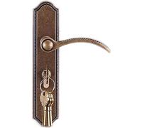 XLANDALYUEFA Door Levers Lock Retro Indoor Solid Wood Mute Copper Handle with Key Exquisite Stylish Durable Knob Quick Easy Installation(Black-Universal-l)