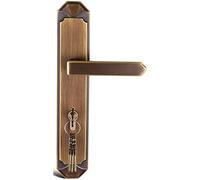 XLANDALYUEFA Solid Wood Door Lock Levers Quiet Retro Brass Universal Handle with Key Exquisite Knob Quick Easy Installation(Bronze-Right-l)