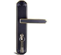 XLANDALYUEFA Solid Wood Door Lock Levers Quiet Retro Brass Universal Handle with Key Exquisite Knob Quick Easy Installation(Black-Universal-m)