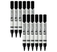 XLarge Dry Erase Marker Pens, BLACK, Bullet Tip, Pack of 10, Whiteboard Markers, Dry Wipe Pens, Ideal for School Office Home Use, iZOFAX Black Ball Pen