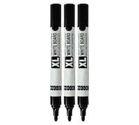 XLarge Dry Erase Marker Pens, BLACK, Bullet Tip, Pack of 3, Whiteboard Markers, Dry Wipe Pens, Ideal for School Office Home Use, iZOFAX Black Ball Pen