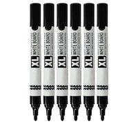 XLarge Dry Erase Marker Pens, BLACK, Bullet Tip, Pack of 5, Whiteboard Markers, Dry Wipe Pens, Ideal for School Office Home Use, iZOFAX Black Ball Pen