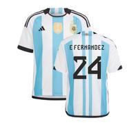 (XLB) Argentina 2022 World Cup Winners Home Shirt - Kids (E FERNANDEZ 24)