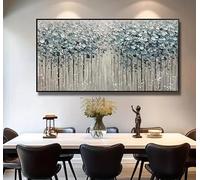 XLDBDLA Modern Abstract Art Canvas Painting Blue White Forest Wall Print for Office Living Room Decor Poster(50x100cm/Frameless)