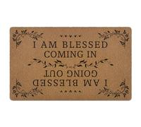 XLDLIOO Farmhouse Christian Door Mat, I Am Blessed Coming in Going Out Welcome Front Door Mat Indoor Outdoor Entrance, Bible Verse Artificial Coir Doormats Rugs for Porch Patio Entryway Decor 30x17in