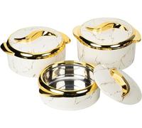 XLDZ Premium 3-Piece Thermal Casserole Dish Set (1.4/1.8/2.3Qt) With Lids, Insulated Stainless Steel For Hot & Cold Food, For Buffets & Parties(Log)