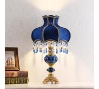 XLDZ Victorian Style Table Lamp, Antique Fabric Table Lamp, European Nightstand Lamp, Decorative Desk Lamp, Floral Table Light with Fringe, Bedside Light for Bedroom Living Room Button Switch(L)