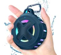 Xleader Small Portable Bluetooth Speaker, Certified IPX7 Waterproof, Floating Shower Pool Beach Speaker with Lights, Clip, Microphone, Bassup, 2000mAh, Kayaking Boat Golf accessories, Gifts, Sea Blue