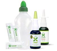 Xlear Dry Nose Relief Kit, All Day Dry Nose Rescue Kit Including Nasal Spray with Xylitol, Rescue Nasal Spray, Nasal Rinse Neti Pot and 50 Refill Packets