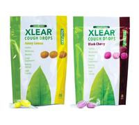 Xlear Xylitol Sugar-Free Cough Drops for Adults and Kids, Sugarless Dry Mouth Lozenges for Sore Throat Relief, Non-GMO, Gluten-Free, Natural Black Cherry and Honey Lemon, 30 Count Each (Variety Pack)