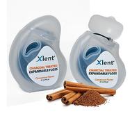 Xlent Expandable Floss Treated Activated Charcoal, Xylitol Natural Based Wax (Cinnamon, Pack of 2 (Blister Card))