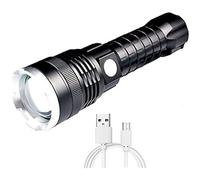 XLENTGEN 10000 Lumen LED Torches, Super Bright LED Tactical Flashlight, 5 Modes, Waterproof Zoomable Outdoor Torch Light with Rechargeable Battery for Camping Hiking Emergency