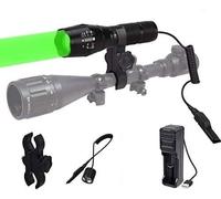 XLENTGEN Green Light Hunting LED Torch, Super Bright 5000 Lumen One Mode Tactical Torch, Zoomable, Waterproof Coyote Varmint Light with Rechargeable Battery for Outdoor Camping, Hunting
