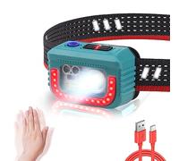 XLENTGEN Head Torch Rechargeable 500 Lumens LED Headlamp with White/Yellow/Red Light, IPX6 Water Resistant, 6 Modes Motion Sensor Headlight for Camping Fishing Reading