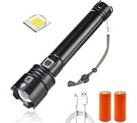 XLENTGEN LED Torch Rechargeable Super Bright 600000 Lumens, High Power Hand Torches Zoomable, Powerful Tactical Flashlight Waterproof Torch Light for Camping, Emergency (L)