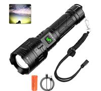 XLENTGEN Rechargeable Torch 1000000 Lumens Torches LED Super Bright Powerful XHP160 Flashlight with 5 Modes, IPX5 Waterproof Tactical Torch Zoomable for Camping, Outdoor, Emergency