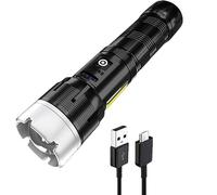 XLENTGEN Super Bright LED Torch Rechargeable, Battery Powered Handheld Torch with 5 Modes, Powerful XHP100 LED Tactical Flashlight Waterproof for Emergencies Camping Gift