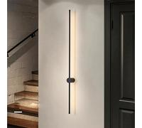XLERDZSW Modern Black Wall Light, Aluminium 3-Color 350° Rotate Wall Mounted Long Strip, Bedroom Living Room Decorative Background Minimalist Lighting