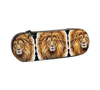 XLEWSIEU A Big Lion Head Print Leather Pencil Case Stylish & Functional Pen/Pencil Case, Cosmetic Case, Change Box