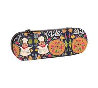 XLEWSIEU Chef Pizza Print Leather Pencil Case Stylish & Functional Pen/Pencil Case, Cosmetic Case, Change Box
