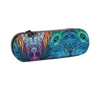 XLEWSIEU Colored Peacock Print Leather Pencil Case Stylish & Functional Pen/Pencil Case, Cosmetic Case, Change Box