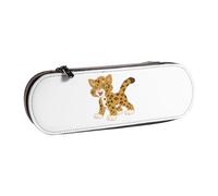XLEWSIEU Cute Baby Jaguar Print Leather Pencil Case Stylish & Functional Pen/Pencil Case, Cosmetic Case, Change Box