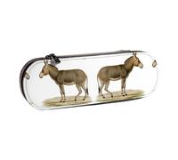XLEWSIEU Cute Donkey Print Leather Pencil Case Stylish & Functional Pen/Pencil Case, Cosmetic Case, Change Box