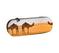 XLEWSIEU Desert Sand Camel Print Leather Pencil Case Stylish & Functional Pen/Pencil Case, Cosmetic Case, Change Box