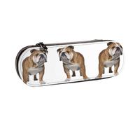 XLEWSIEU English-Bulldog Print Leather Pencil Case Stylish & Functional Pen/Pencil Case, Cosmetic Case, Change Box