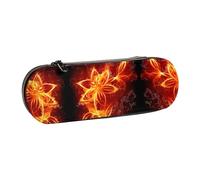 XLEWSIEU Flaming Fire Flowers Print Leather Pencil Case Stylish & Functional Pen/Pencil Case, Cosmetic Case, Change Box