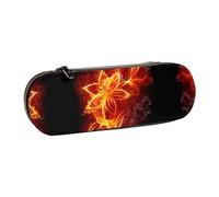 XLEWSIEU Flaming Fire Flowers Print Leather Pencil Case Stylish & Functional Pen/Pencil Case, Cosmetic Case, Change Box