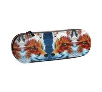 XLEWSIEU Fox Painted Art Print Leather Pencil Case Stylish & Functional Pen/Pencil Case, Cosmetic Case, Change Box
