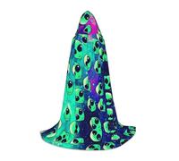 XLEWSIEU Green Aliens Print Hooded Cape For Teenagers Christmas Hoodies Cape Cosplay Cosplay Costumes