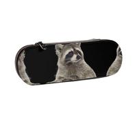 XLEWSIEU Hairy Raccoon Print Leather Pencil Case Stylish & Functional Pen/Pencil Case, Cosmetic Case, Change Box