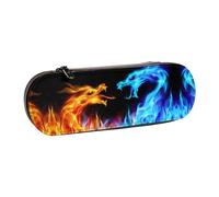 XLEWSIEU Ice and Fire Dragons Print Leather Pencil Case Stylish & Functional Pen/Pencil Case, Cosmetic Case, Change Box