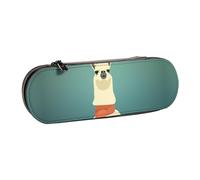 XLEWSIEU Llama in A Scarf Print Leather Pencil Case Stylish & Functional Pen/Pencil Case, Cosmetic Case, Change Box