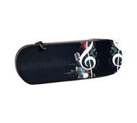 XLEWSIEU Music Notes Print Leather Pencil Case Stylish & Functional Pen/Pencil Case, Cosmetic Case, Change Box