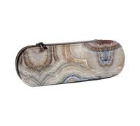 XLEWSIEU Onyx Stone Pale Blue Print Leather Pencil Case Stylish & Functional Pen/Pencil Case, Cosmetic Case, Change Box