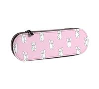 XLEWSIEU Polar Bear Pink Print Leather Pencil Case Stylish & Functional Pen/Pencil Case, Cosmetic Case, Change Box
