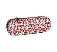 XLEWSIEU Red Cherries Print Leather Pencil Case Stylish & Functional Pen/Pencil Case, Cosmetic Case, Change Box