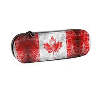 XLEWSIEU Retro Canada Flag Print Leather Pencil Case Stylish & Functional Pen/Pencil Case, Cosmetic Case, Change Box