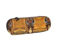 XLEWSIEU Rising Sun Tiger Print Leather Pencil Case Stylish & Functional Pen/Pencil Case, Cosmetic Case, Change Box