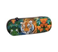 XLEWSIEU Tiger Butterfly Bird Print Leather Pencil Case Stylish & Functional Pen/Pencil Case, Cosmetic Case, Change Box
