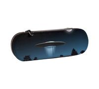 XLEWSIEU UFO at Night Print Leather Pencil Case Stylish & Functional Pen/Pencil Case, Cosmetic Case, Change Box