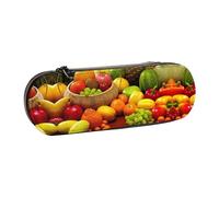 XLEWSIEU Variety Fresh Vegetables Fruits Print Leather Pencil Case Stylish & Functional Pen/Pencil Case, Cosmetic Case, Change Box