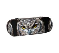 XLEWSIEU Yellow Eyed Owl Print Leather Pencil Case Stylish & Functional Pen/Pencil Case, Cosmetic Case, Change Box