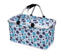 XLFKD Oxford Cloth Supermarket Shopping Basket Folding Aluminum Foil Insulated Picnic Basket Handheld Outdoor Picnic Bag,Blue