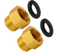 XLHippo G 1/2 BSP Female to US 1/2 NPT Male Thread (2-Pack), Solid Brass Pipe Fitting，Connector with Rubber Washer， British to US Gauge Sensor Sender Adapter BSP NPT Thread Converter