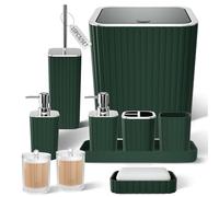 XLHOMO Bathroom Accessories Set - Gorgeous Green Bathroom Set, 10PC Green Bathroom Accessory Set, Bathroom Sets with Toilet Brush, Bathroom Trash Can