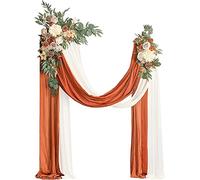XLHWZS Artificial Wedding Arch Flowers Kit With Arch Draping Fabric for Ceremony and Reception Backdrop Decoration(Orange)
